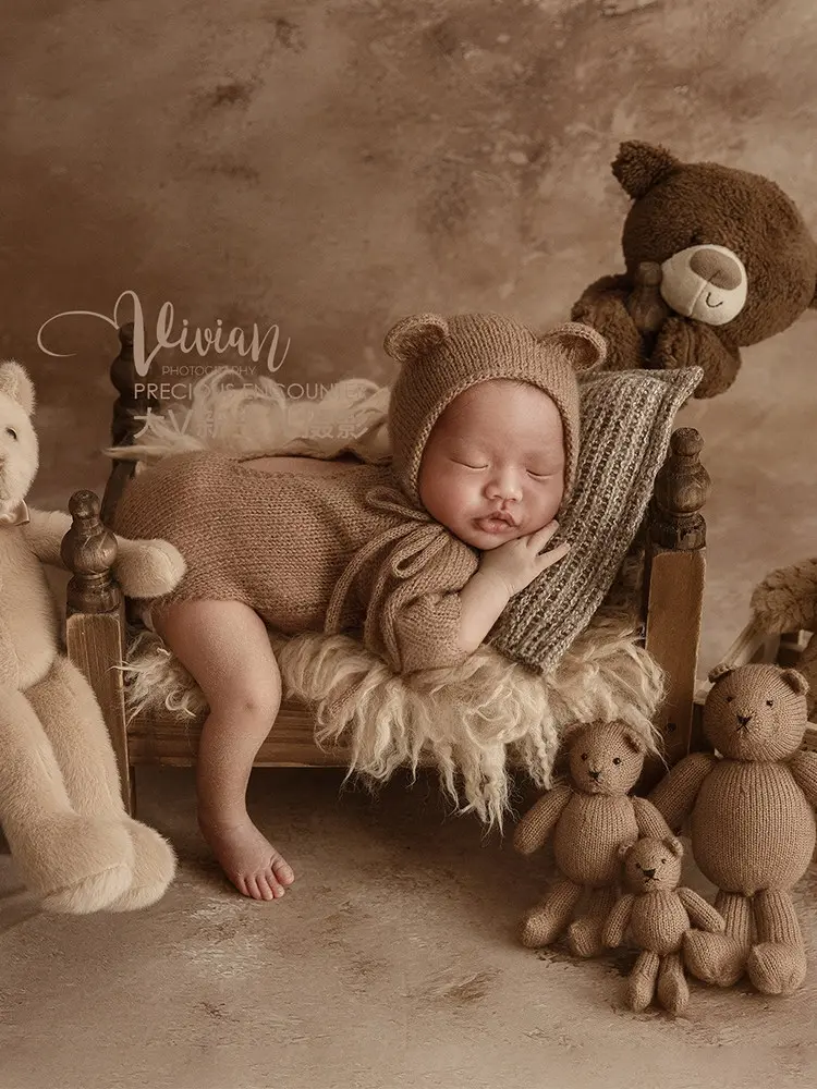 Brown Knitted Bear Set - Newborn Photography Props - Image 4